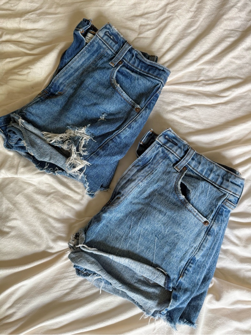 SET OF 2 - Abercrombie & Fitch The Mom Short High Rise Jean Shorts